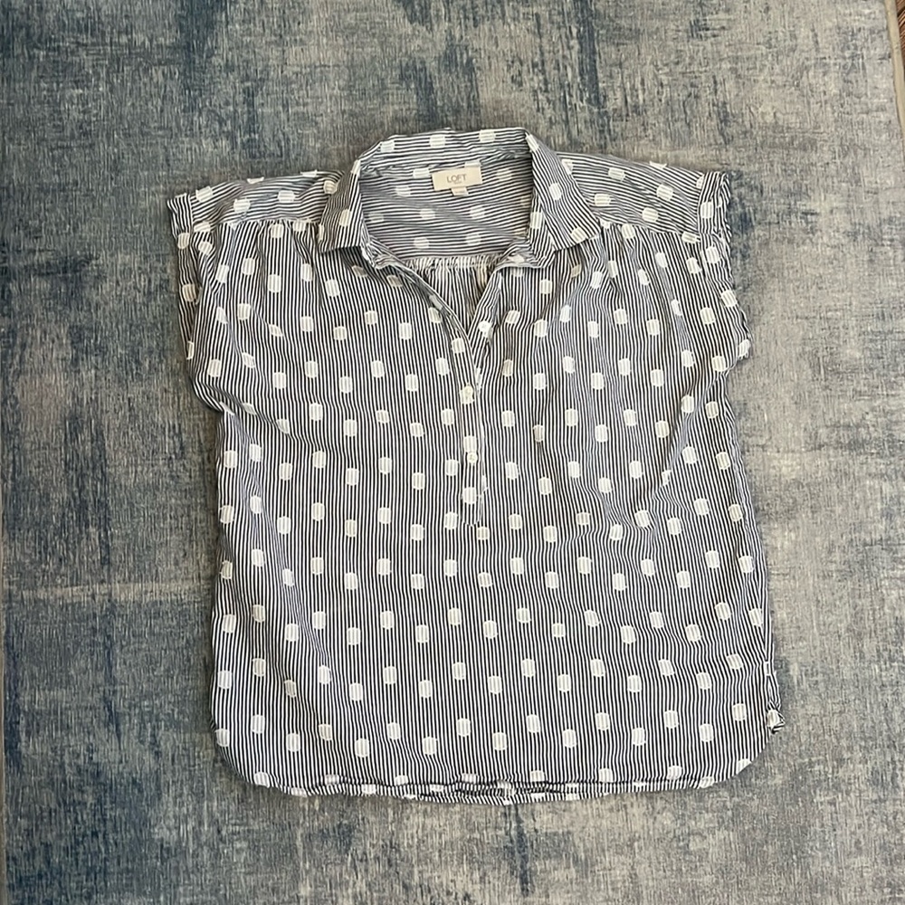 Loft navy stripe with white polkadot sm